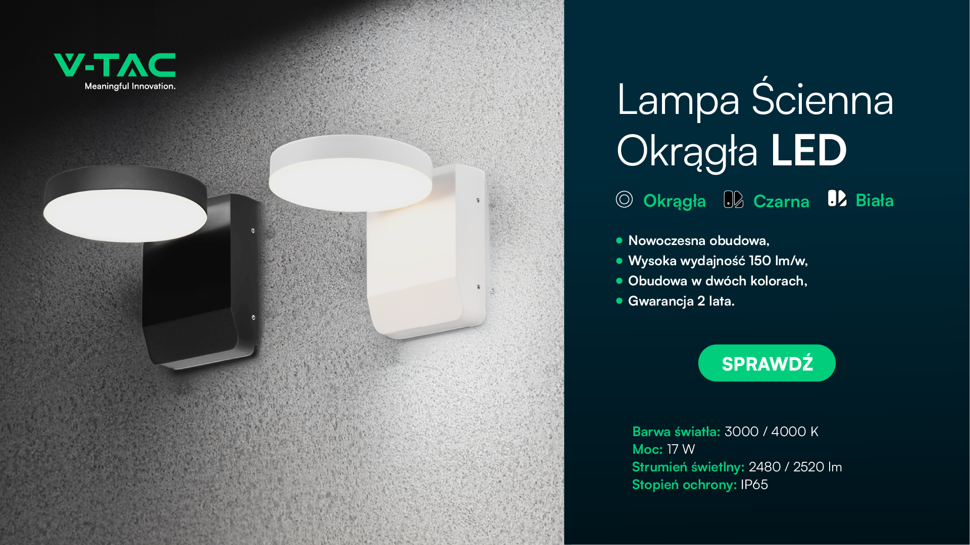Lampa ścienna LED okrągła