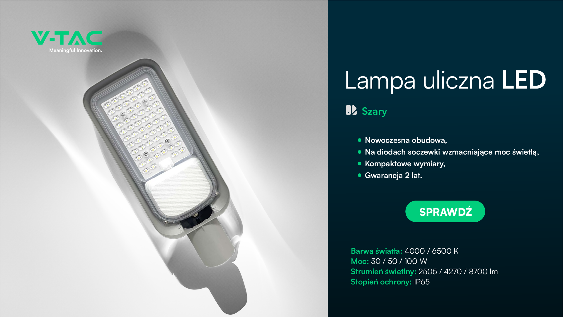 Lampa uliczna LED  Szara