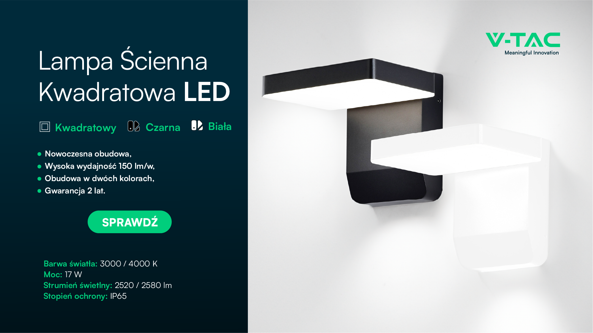 Lampa ścienna LED kwadratowa