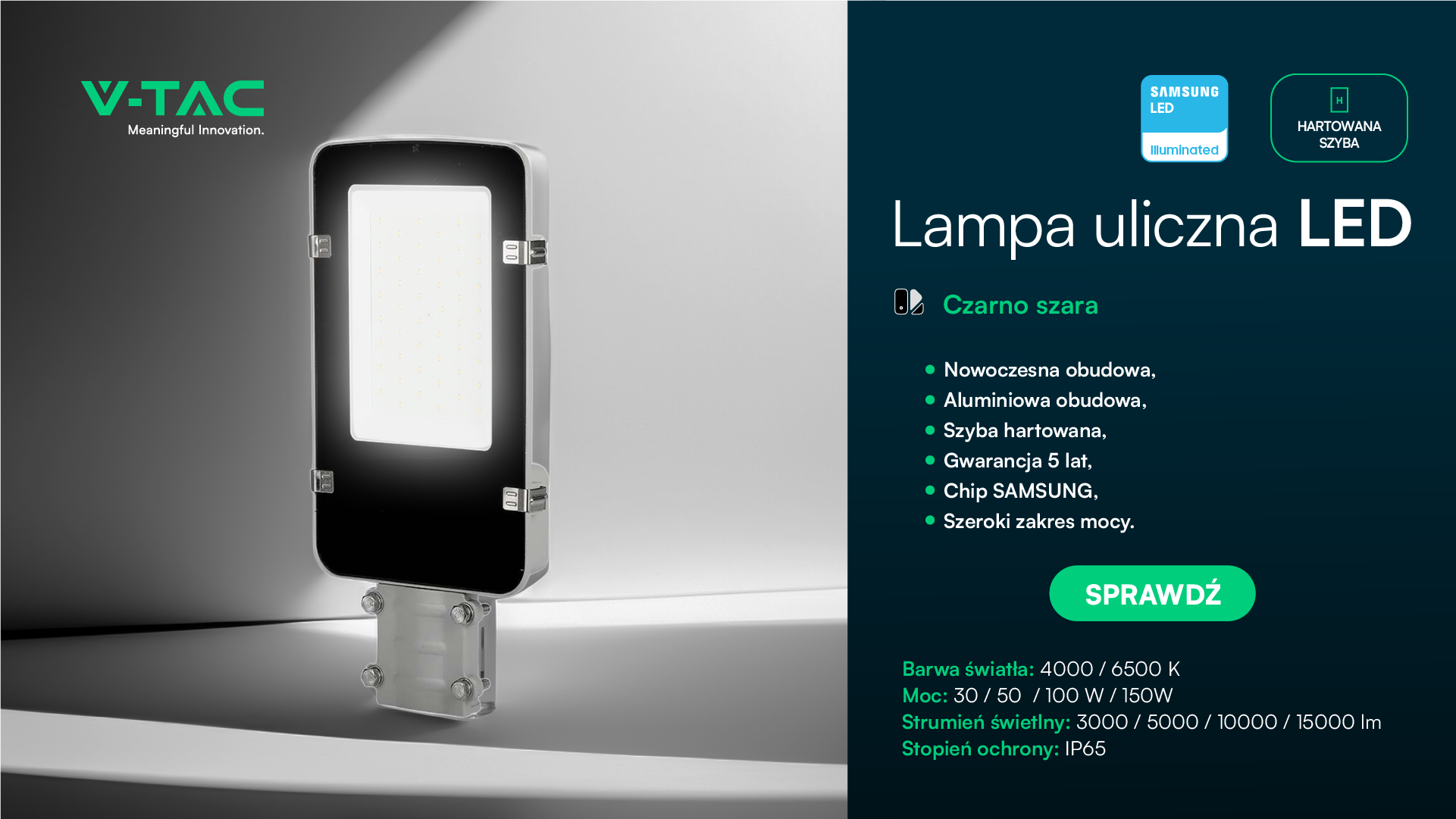 Lampa uliczna LED z szyba hartowana